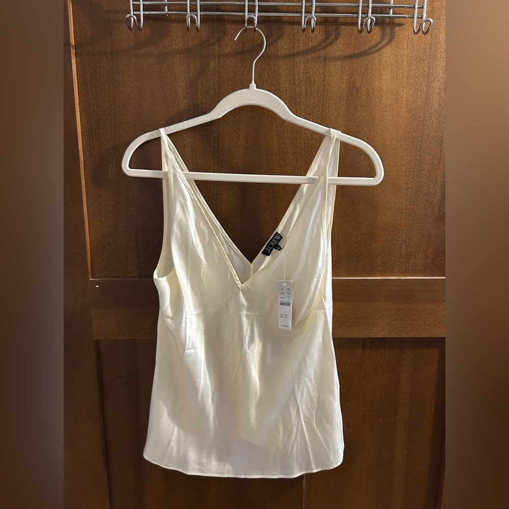 J. Crew Ivory 100% Silk V-Neck Camisole